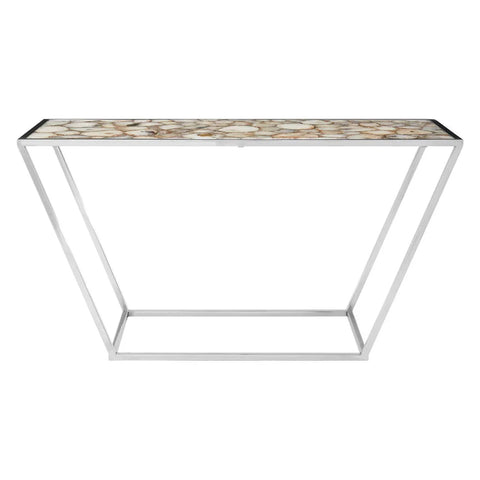 White Agate Steel Console Table