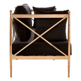 Black velvet three-seater sofa with a rose gold frame, featuring plush back cushions and a sleek, modern design. The back view showcases the cross-braced frame and the soft texture of the upholstery