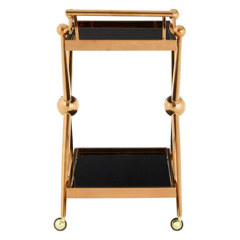 Modern Rose Gold Glass Trolley