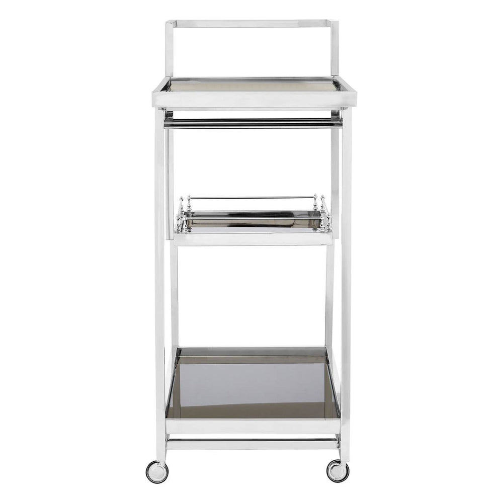 Luxe Silver Glass Trolley