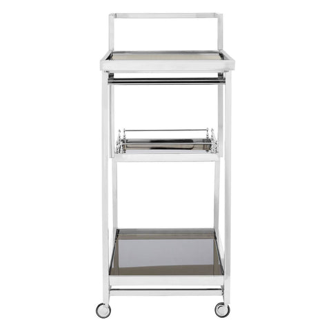 Luxe Silver Glass Trolley