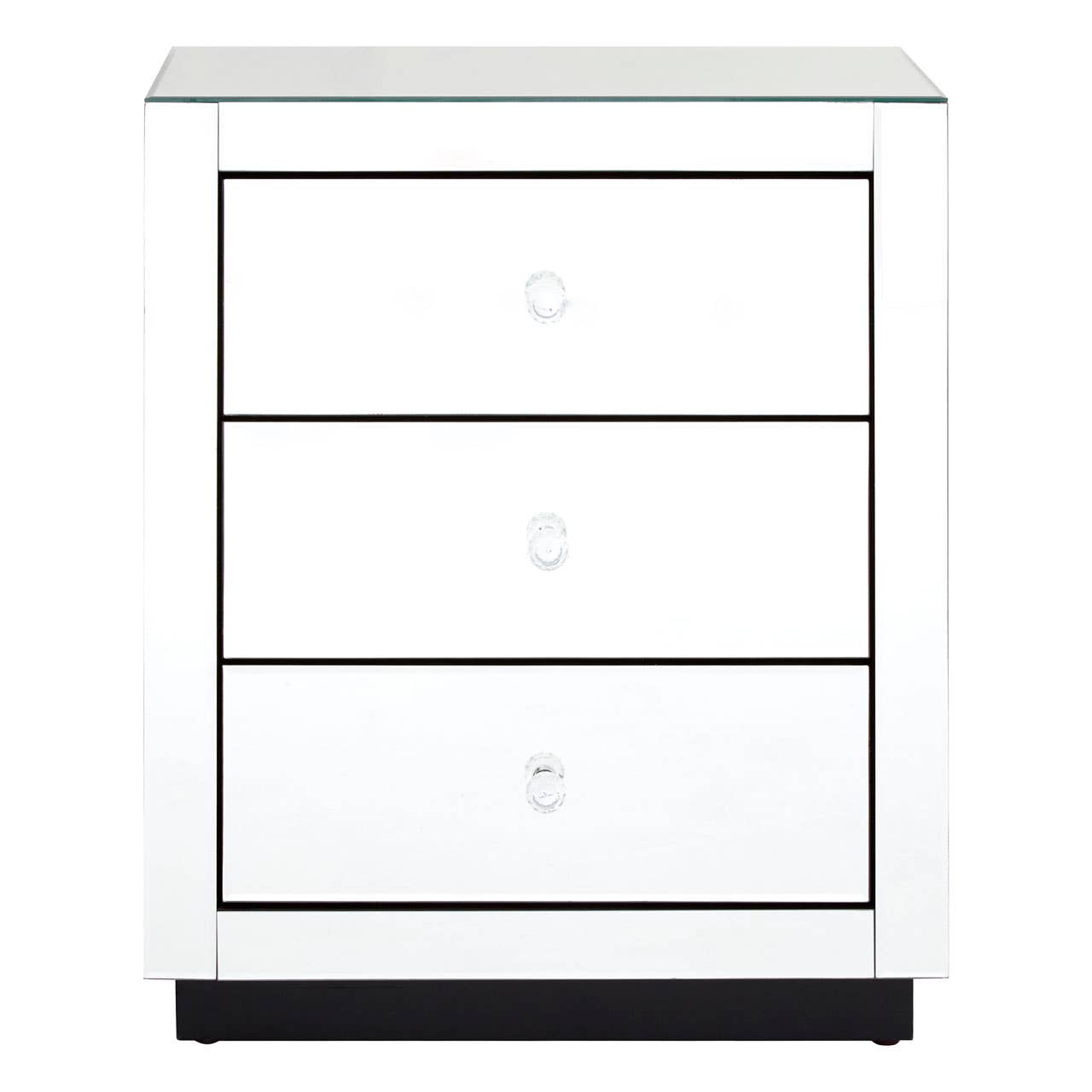 Crystal Handle Mirrored Bedside Table