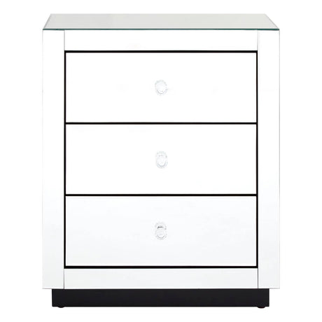 Crystal Handle Mirrored Bedside Table