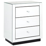 Crystal Handle Mirrored Bedside Table