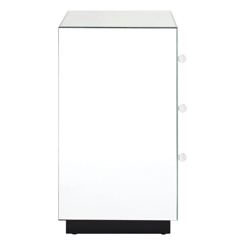 Crystal Handle Mirrored Bedside Table