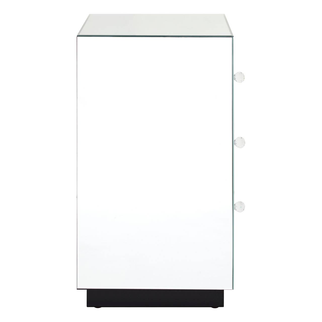 Crystal Handle Mirrored Bedside Table