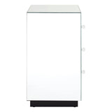 Crystal Handle Mirrored Bedside Table