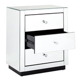 Crystal Handle Mirrored Bedside Table