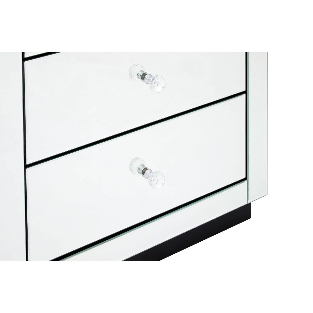 Crystal Handle Mirrored Bedside Table