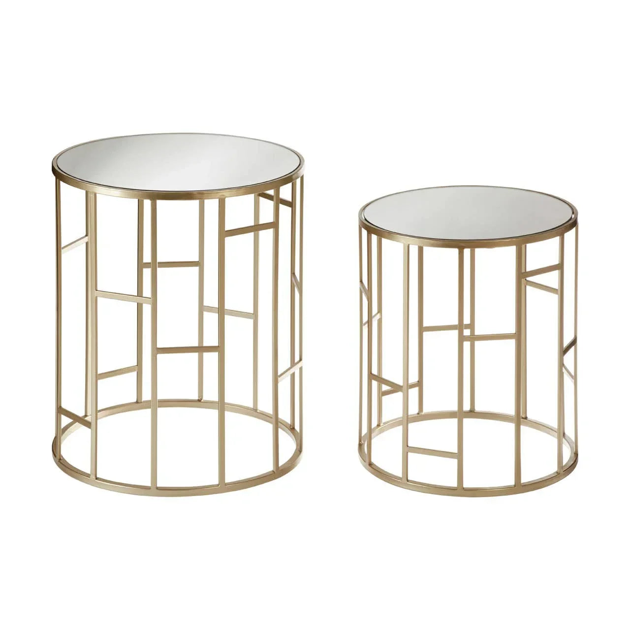 Avantis Set 2 Champagne Finish Round Side Tables