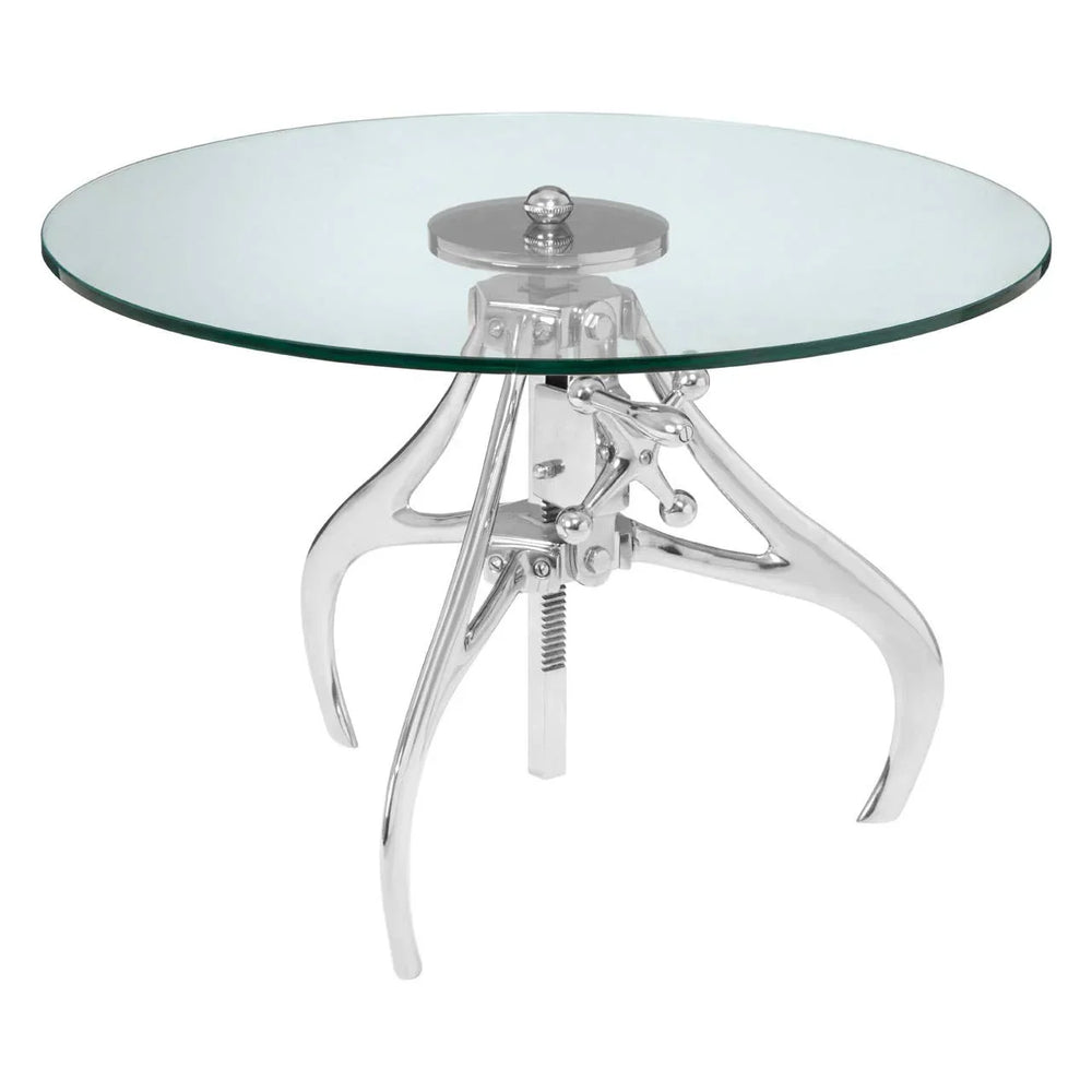 Crank Glass Table Adjustable Height