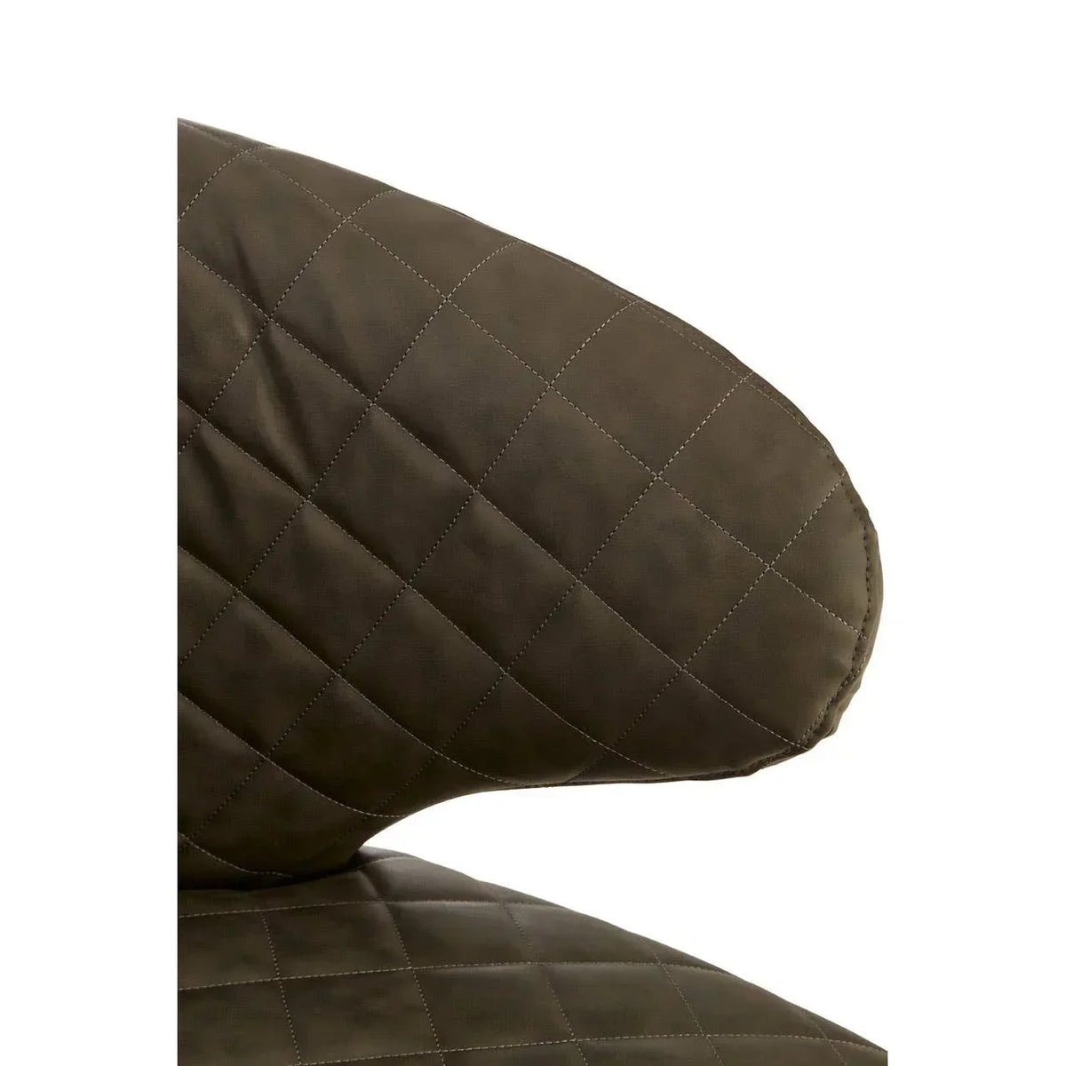 Close-up of quilted brown chair cushion with diamond stitching detail