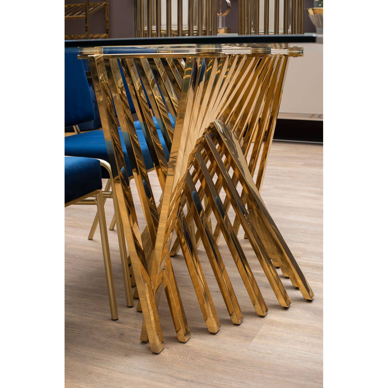 Gold Frame Glass Dining Table