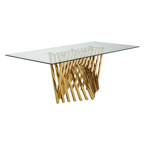 Luxe Gold Glass Dining Table