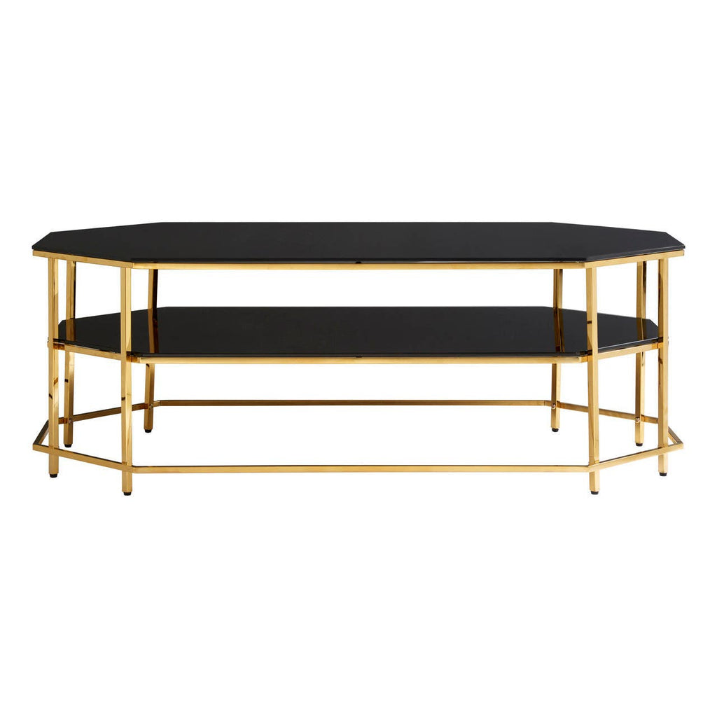 Hexagonal Black Glass Coffee Table