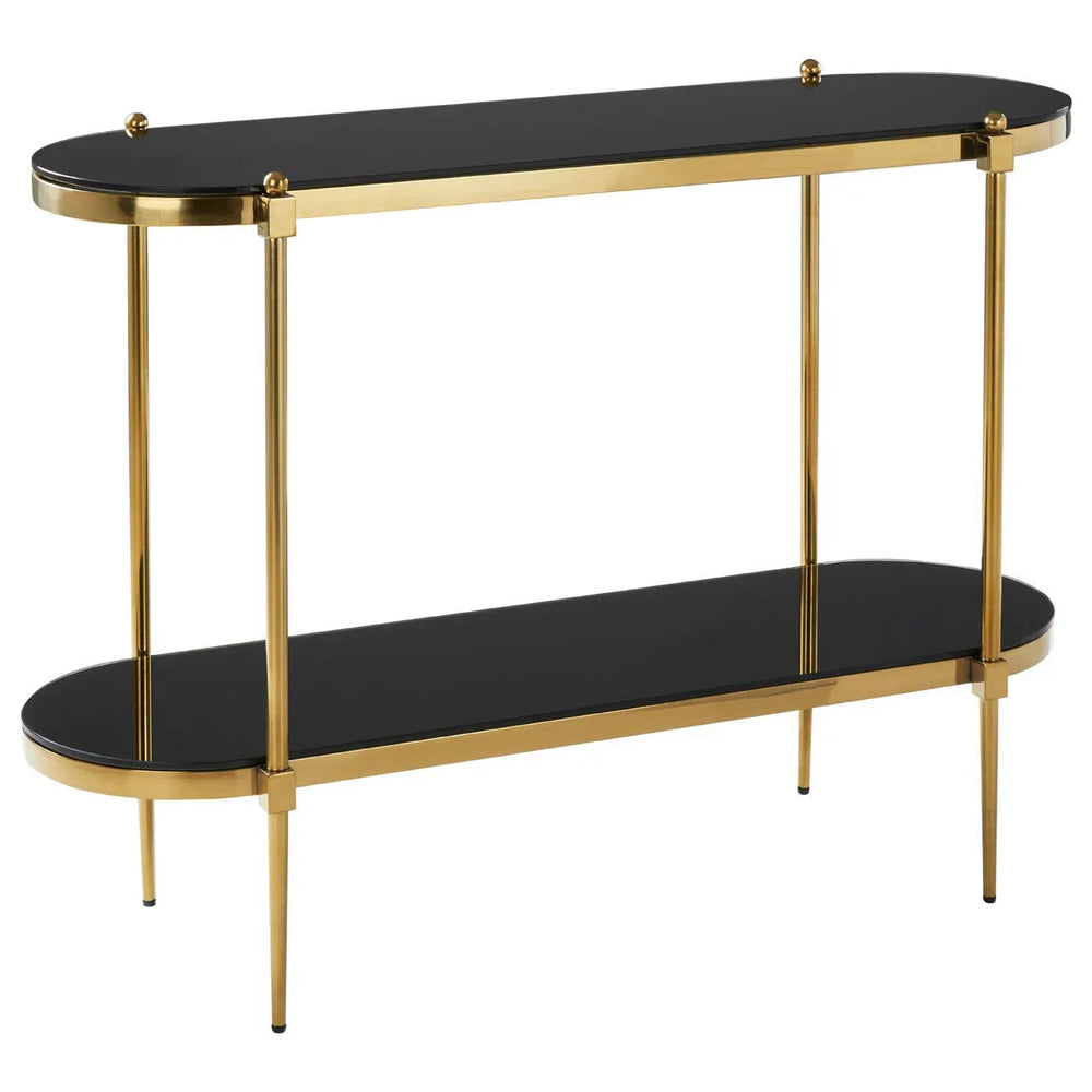 Golden Steel Glass Console Table