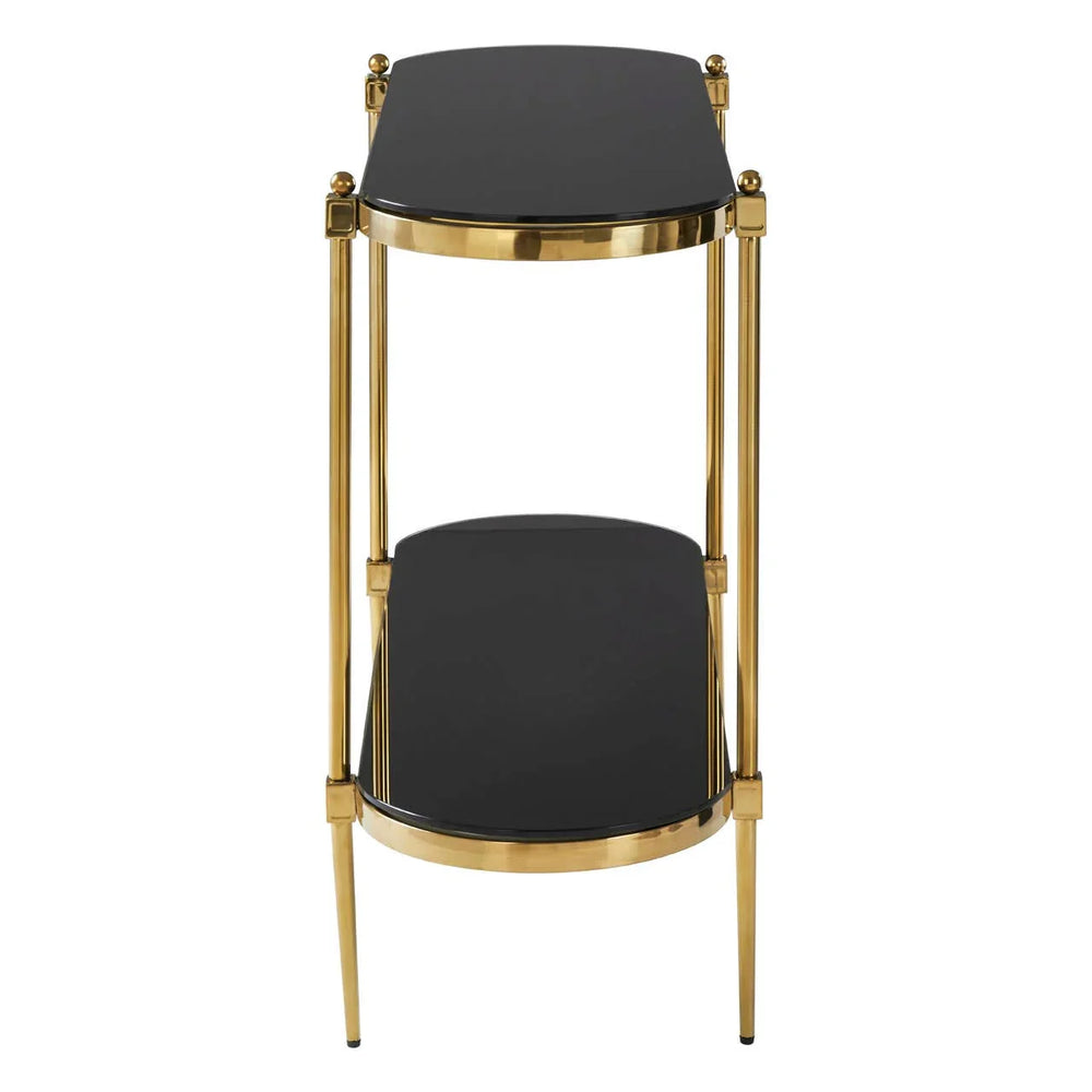 Golden Steel Glass Console Table