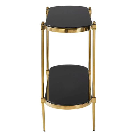 Golden Steel Glass Console Table