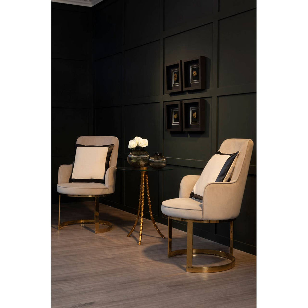 Luxe Beige Velvet Dining Chair