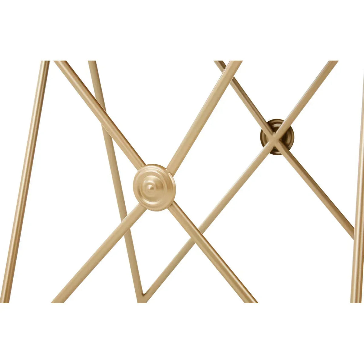 Gold metal table legs with crisscross design and decorative central detail
