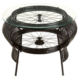 Bamboo Iron Glass Coffee Table