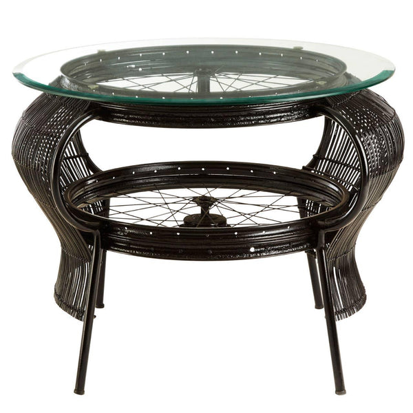 Bamboo Iron Glass Coffee Table