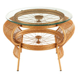 Golden Bamboo Glass Top Table
