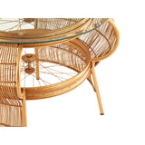 Golden Bamboo Glass Top Table