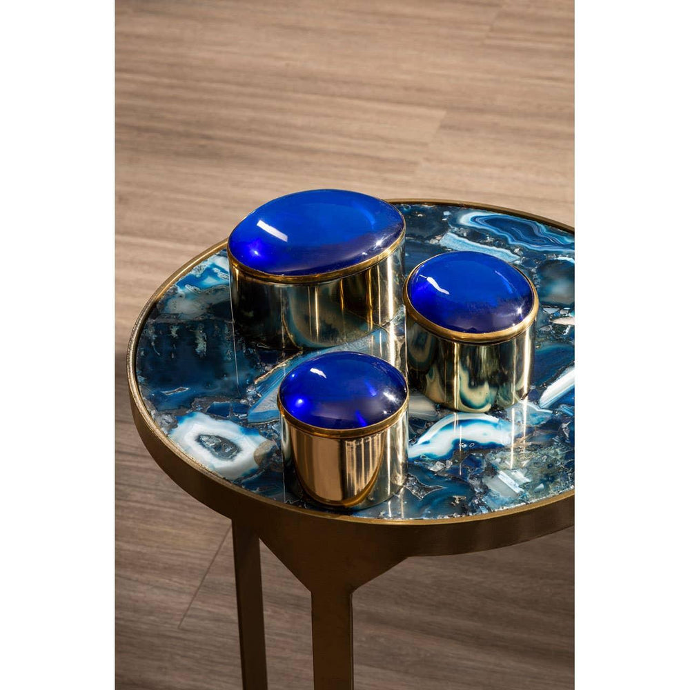 Blue Agate Brass Side Table
