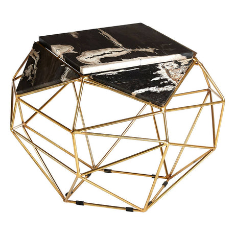 Petrified Wood Iron Side Table