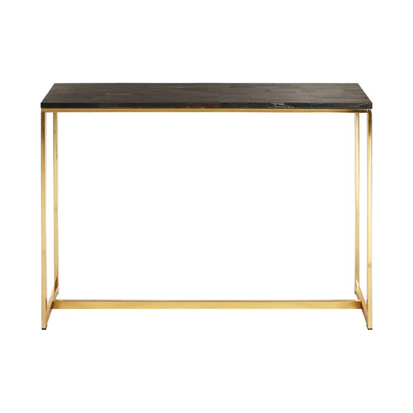 Fossil Wood Brass Console Table
