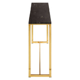 Fossil Wood Brass Console Table
