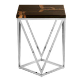 Petrified Wood Gold Side Table