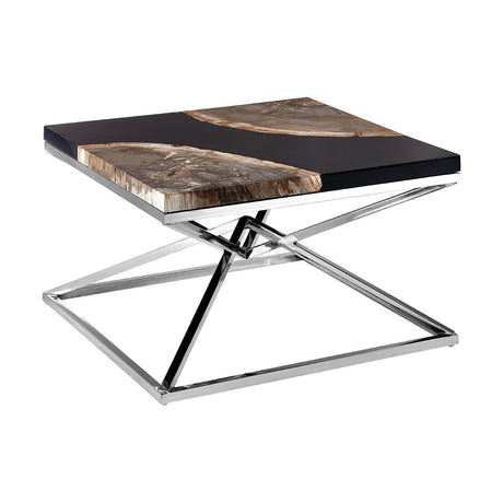 Geometric Petrified Wood Coffee Table