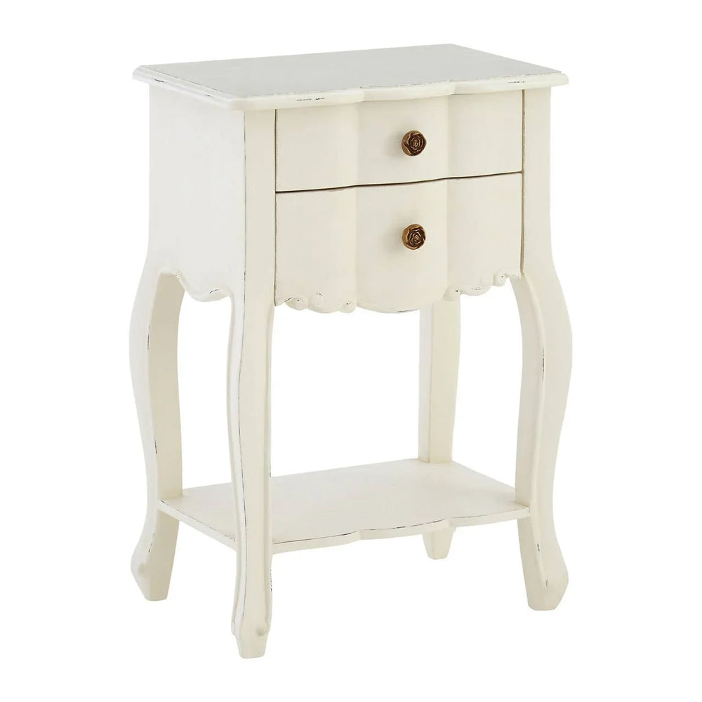 Graceful White Wood Bedside Table