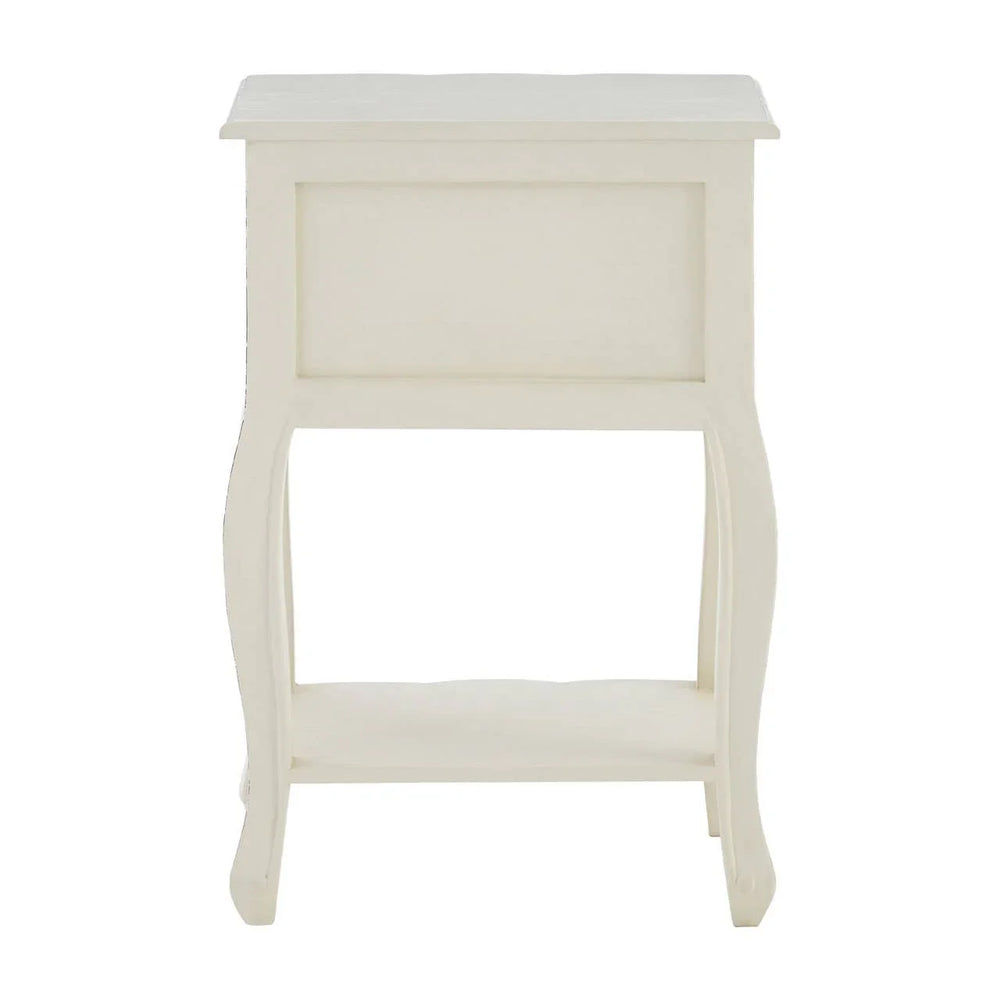 Graceful White Wood Bedside Table
