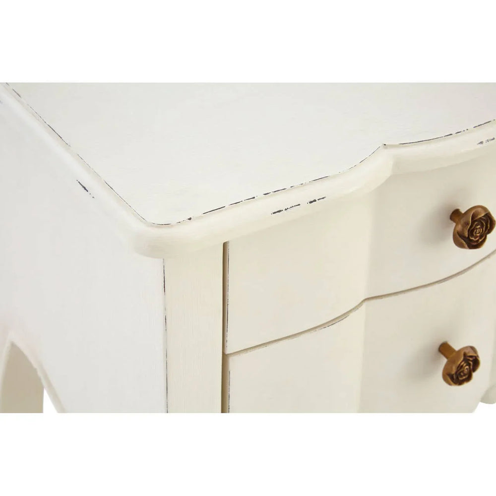 Graceful White Wood Bedside Table