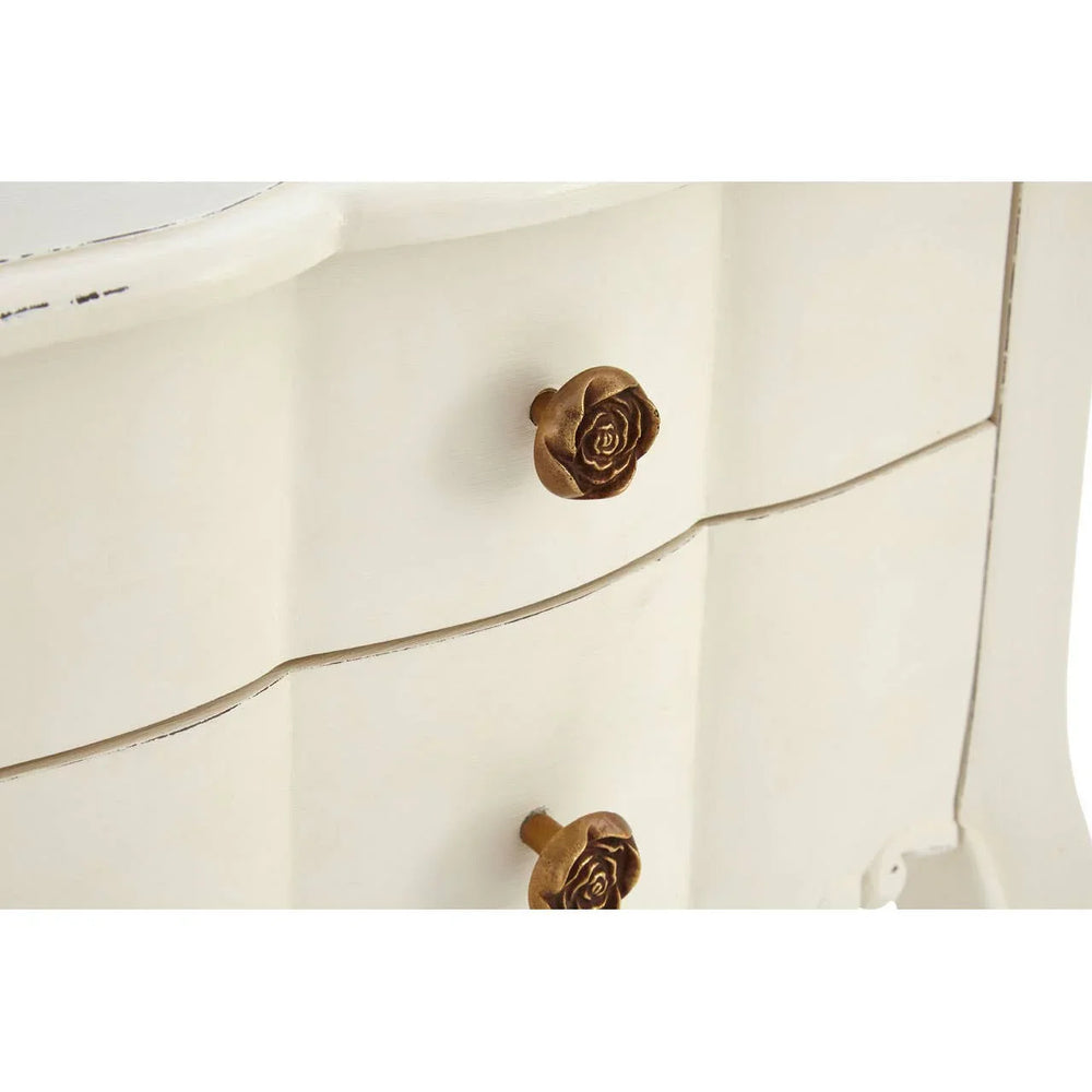 Graceful White Wood Bedside Table