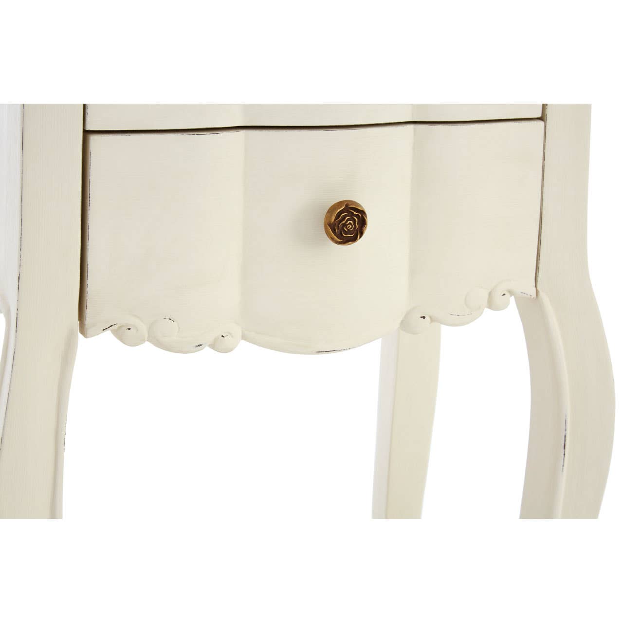 Graceful White Wood Bedside Table