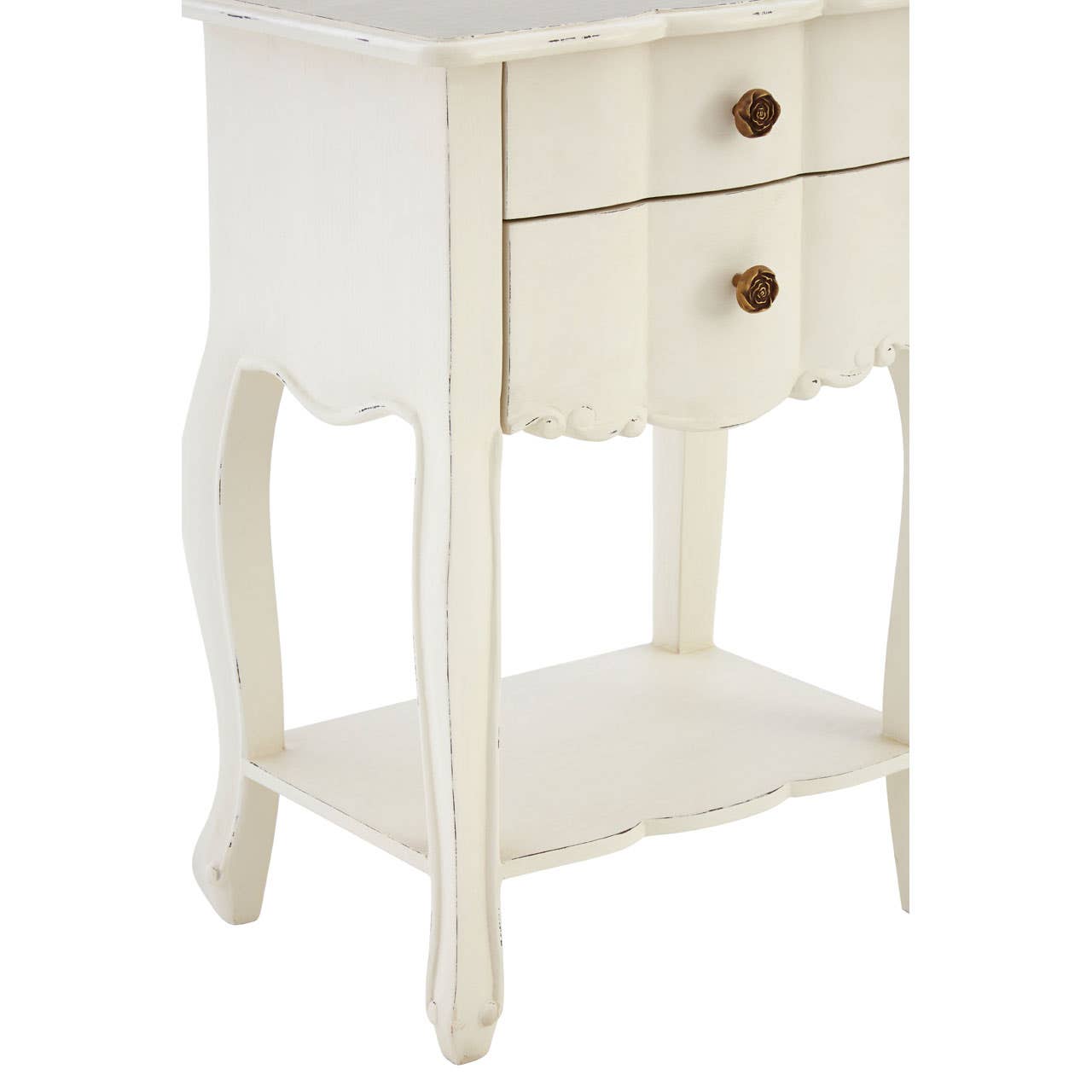 Graceful White Wood Bedside Table