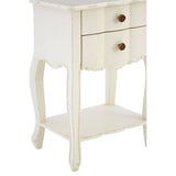 Graceful White Wood Bedside Table