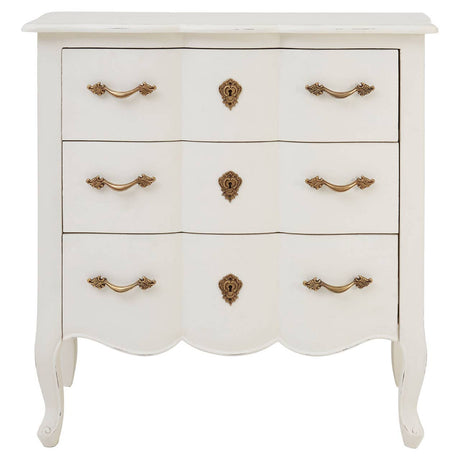 Ornate White 3-Drawer Chest