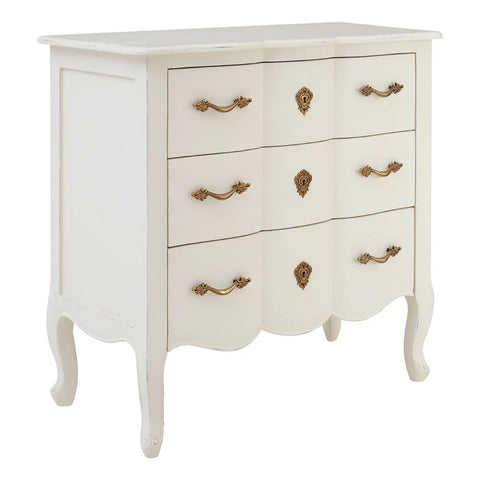 Ornate White 3-Drawer Chest