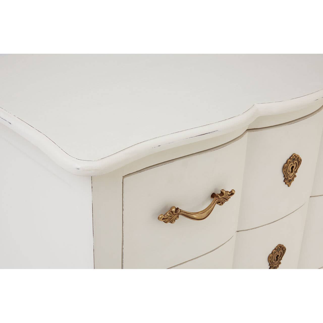 Ornate White 3-Drawer Chest