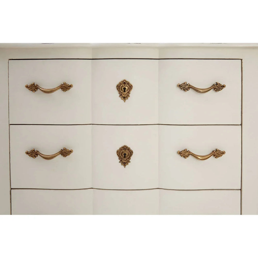 Ornate White 3-Drawer Chest