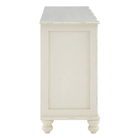 Serene White 6-Drawer Sideboard with Brass Accents