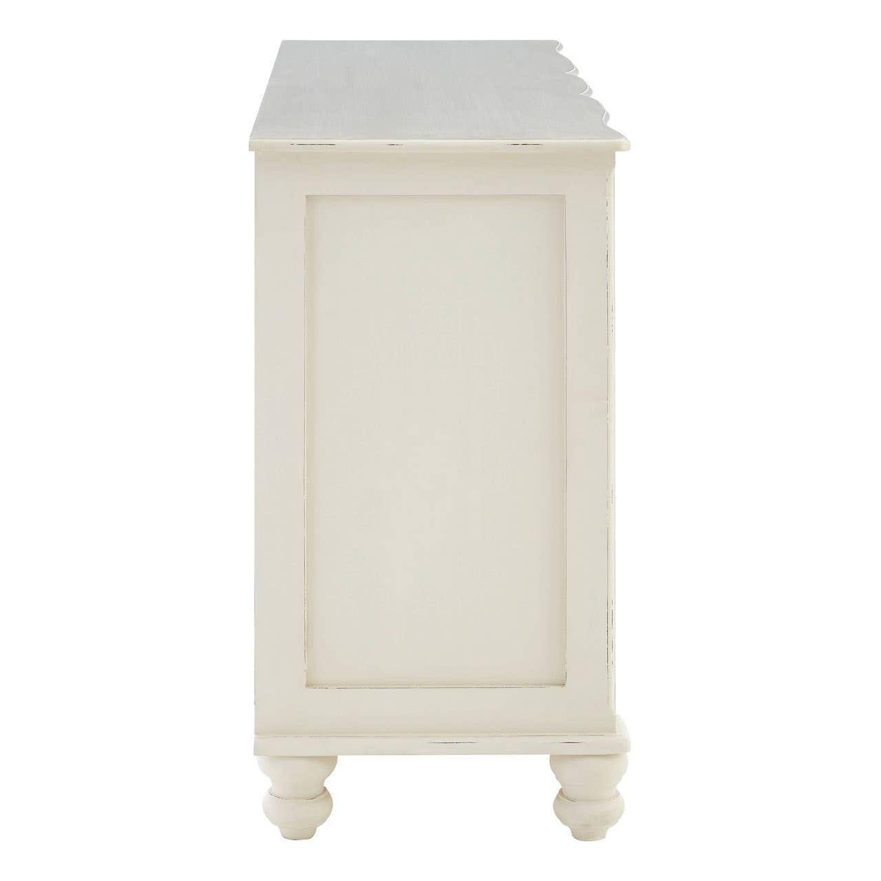 Serene White 6-Drawer Sideboard with Brass Accents
