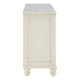 Serene White 6-Drawer Sideboard with Brass Accents