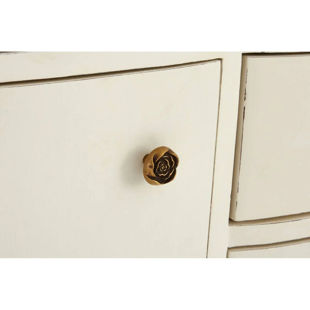 Serene White 6-Drawer Sideboard with Brass Accents