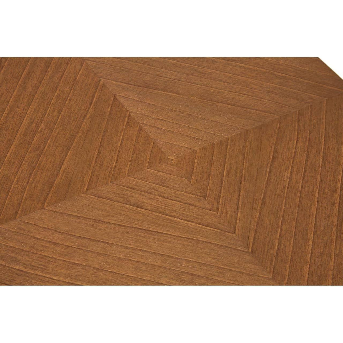 Brown wooden table top with geometric pattern and visible wood grain detail